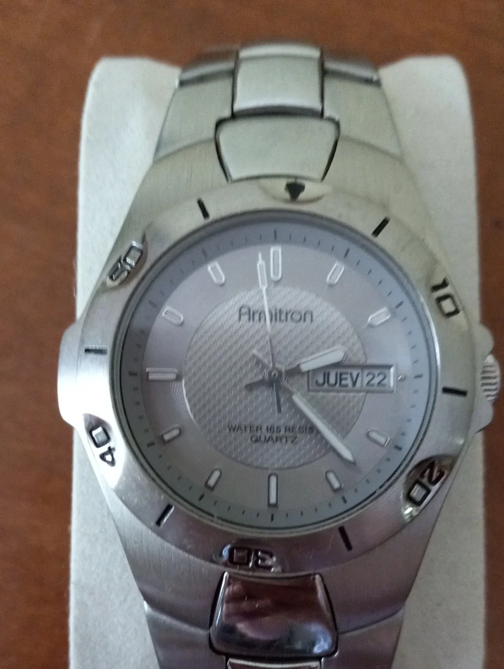 Armitron 20/1797 Silver Stainless Steel Men’s Watch with White Dial
